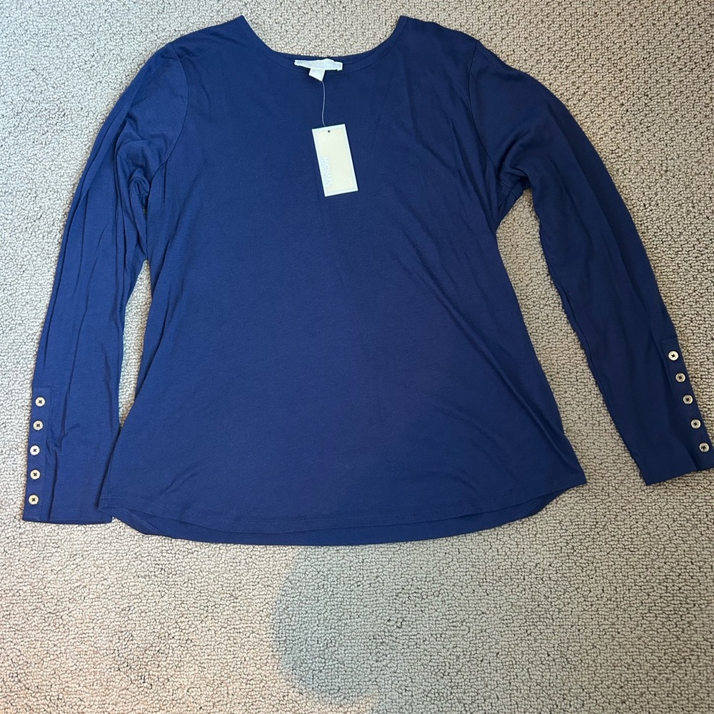 Michael Kors Long Sleeve Women's Top NAVY XL NWT